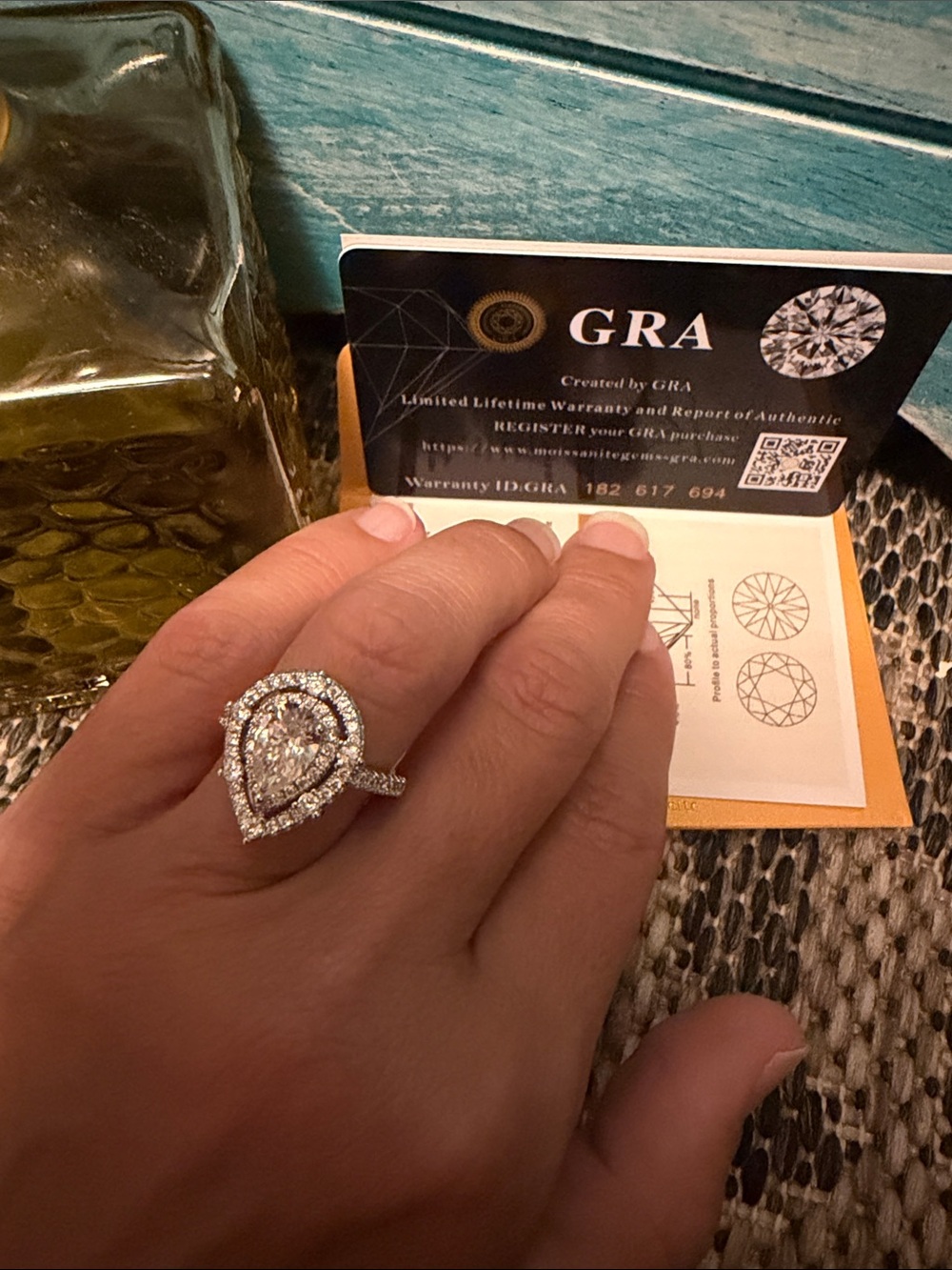 Pear-Shaped Double Halo Moissanite Ring in Silver